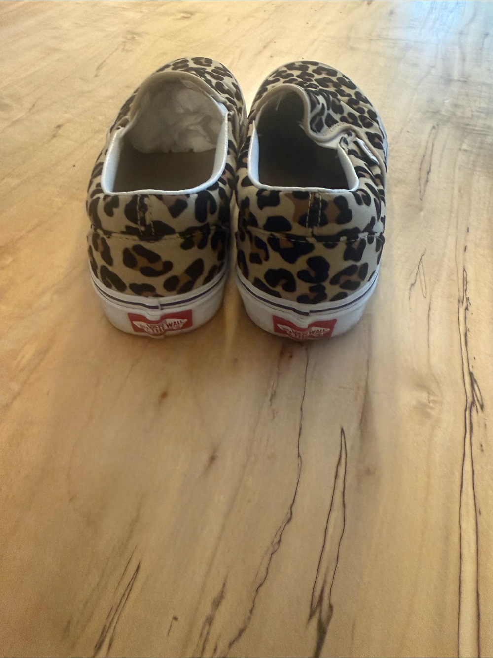 Vans Leopard Print Slip-On Sneakers in Tan and Black - Picture 4 of 5